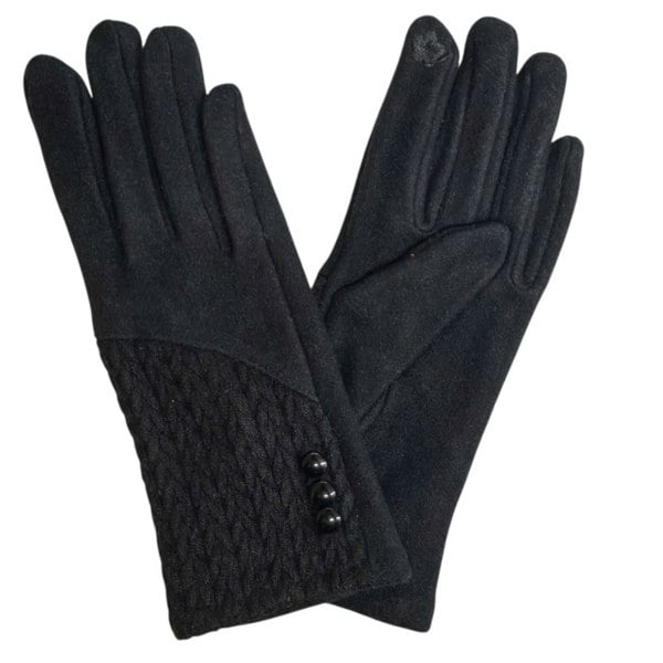 Love EMVY Cashmere Blend Gloves With Button Detailing
