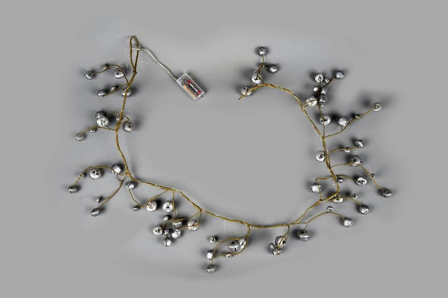150cm Silver Hanging Garland Decoration with 20 Warm White LEDs, PVC, Battery Operated image 1