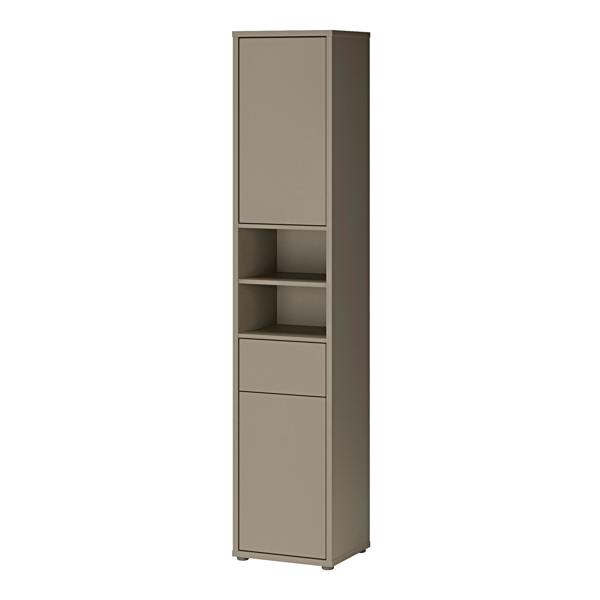Furniture To Go Alice Springs Tall Narrow Bathroom Storage Cabinet with 2 Doors Push-to-Open & 1 Drawer Push-to-Open in Taupe