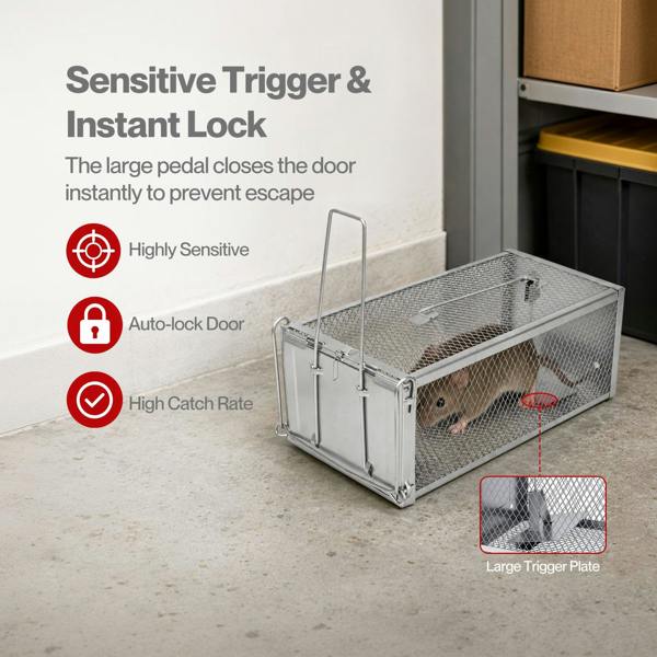 TOQUE Humane Mouse Traps Live Catch Rodent Trap Auto Lock For outdoor 2pc
