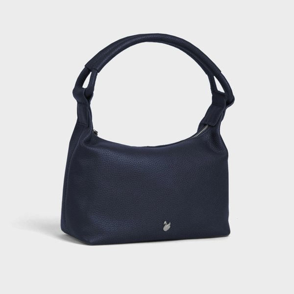 Assots London 'CITY BAG' Navy Soft Pebble Grain Real Leather Shoulder Bag