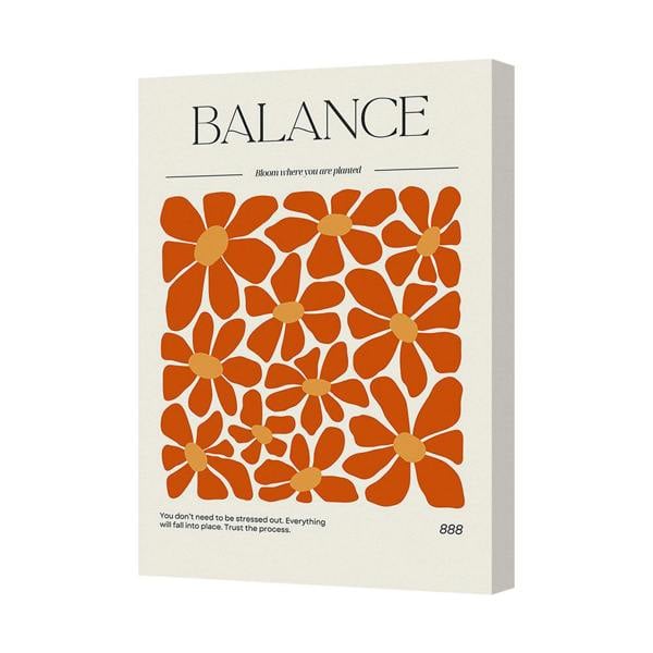Benjamin Tate Design Balance Orange Floral Canvas Art Print Wall Decor Handmade In UK