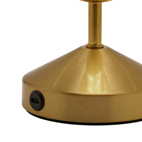 Hestia Small Etched Glass Bronze USB LED Touch Table Lamp