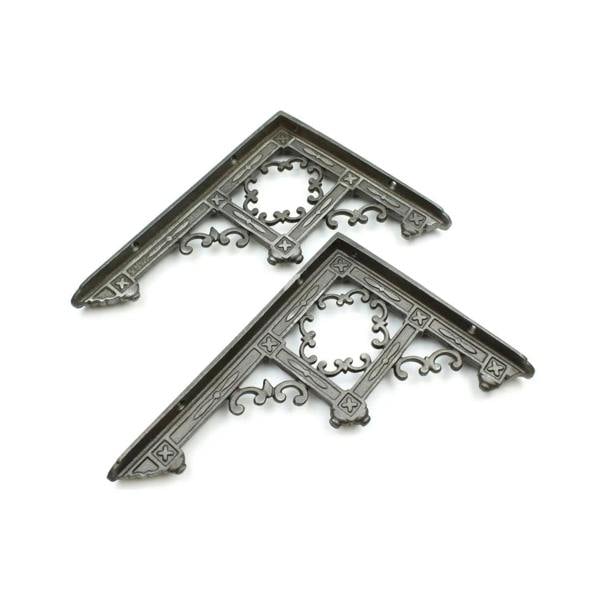 Pair of Antique Cast Iron Gothic Temple Shelf Brackets - 230mm x 170mm