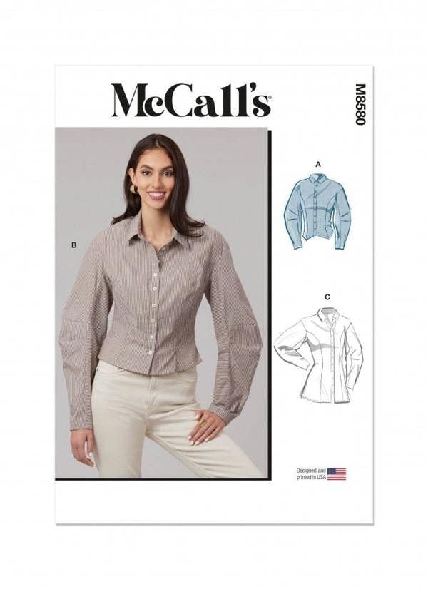 McCalls 8580 Paper Sewing Pattern – Women's Shirt & Top, Intermediate