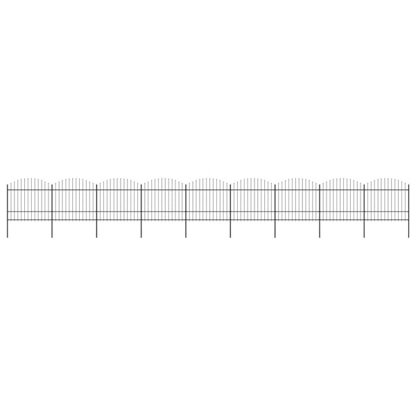 Berkfield Garden Fence with Spear Top Steel (1.5-1.75)x15.3 m Black