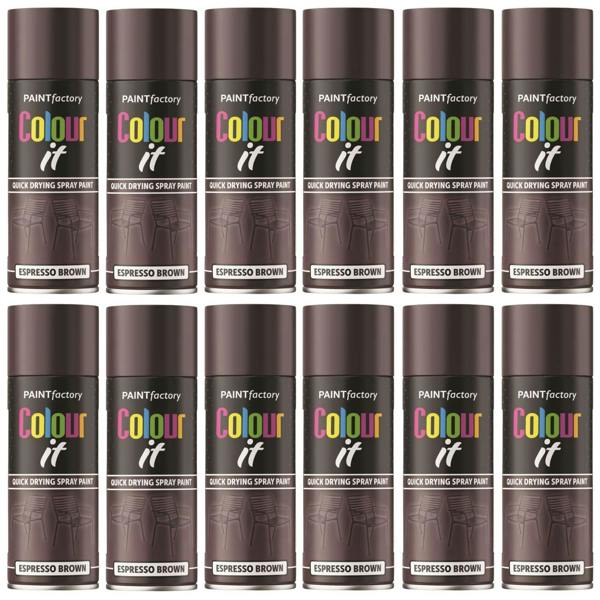 Paint Factory 12X  Espresso Brown Gloss Spray Paint 400ml