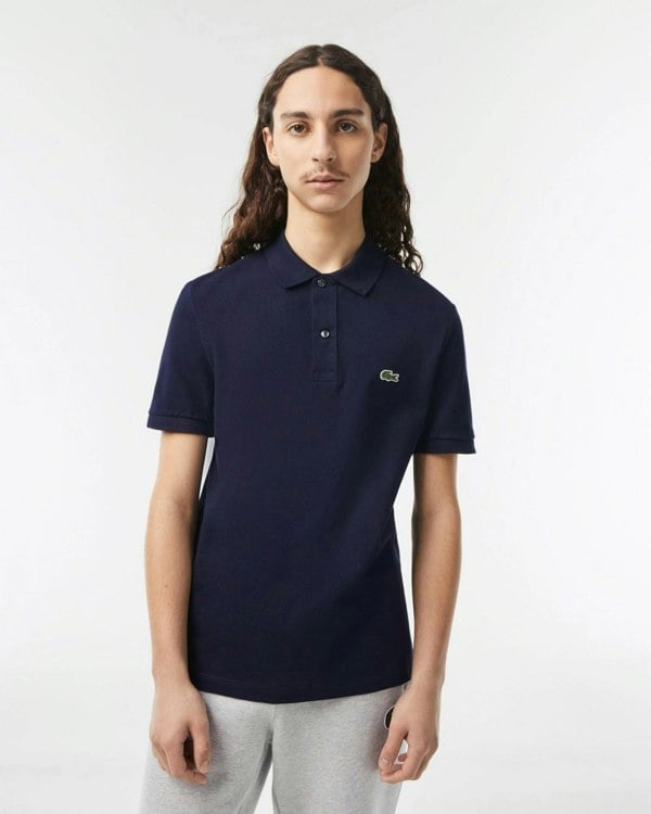Lacoste Mens Original L.12.12 Slim Fit Petit Piqué Cotton Polo Shirt - Navy Blue 166