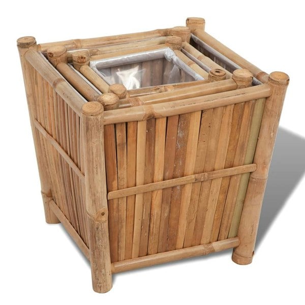 Berkfield 3 pcs Bamboo Raised Bed with Nylon Lining