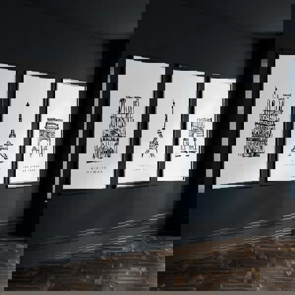 Wall Art Framed For Living Room | Set of 3 Paris Landmarks Wall art Prints