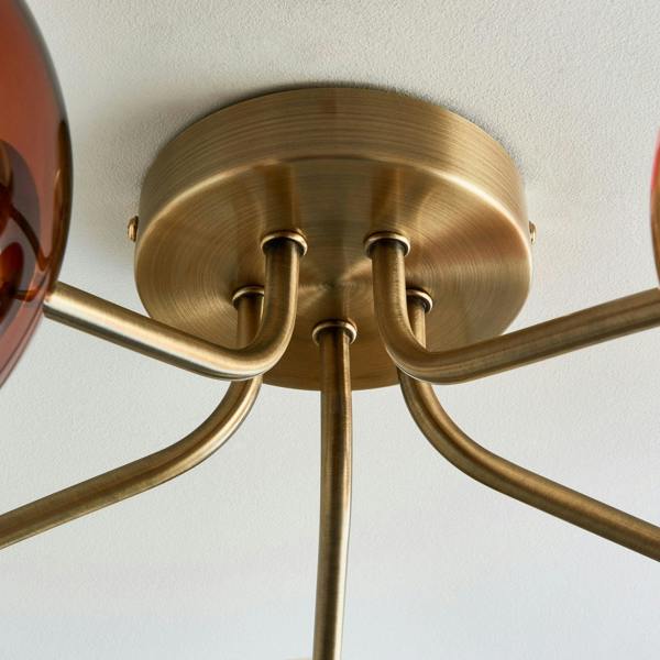 Pagazzi Lighting Branco 5 Light Antique Brass Semi Flush Ceiling Light