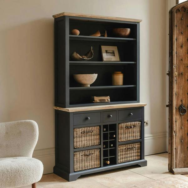 Statement Furniture Florence Display Cabinet With Shelves, Wine Rack and Storage Baskets