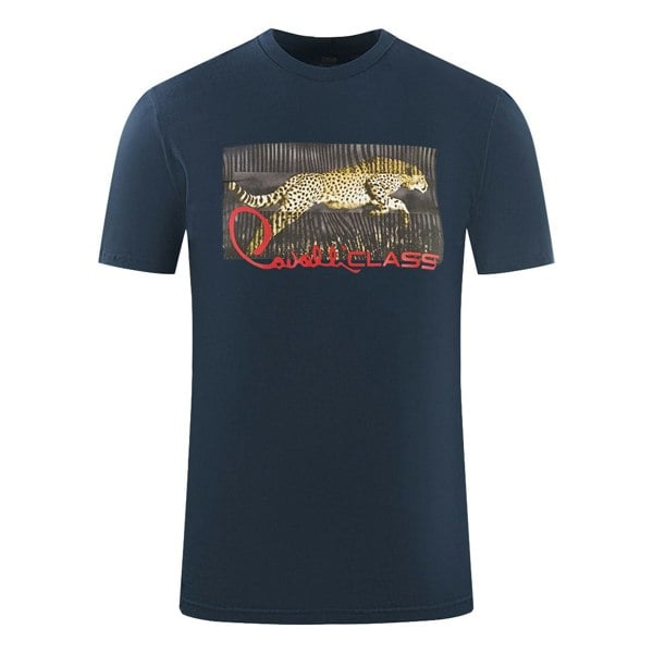 Cavalli Class Boxed Leopard Logo T-Shirt - Navy Blue