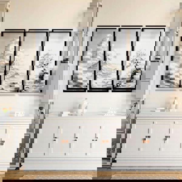 Modern Living Room Wall Decor | Set of 3 Asian Inspired Wall art Prints