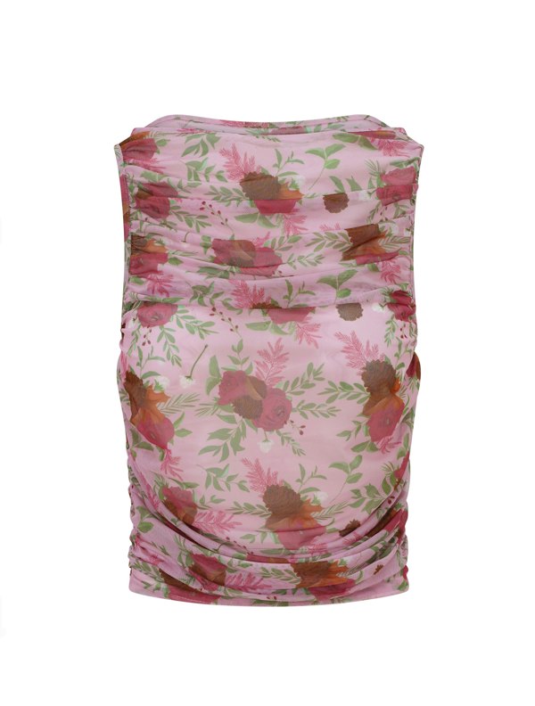 BALOU WOMENS FLORAL TULLE TOP