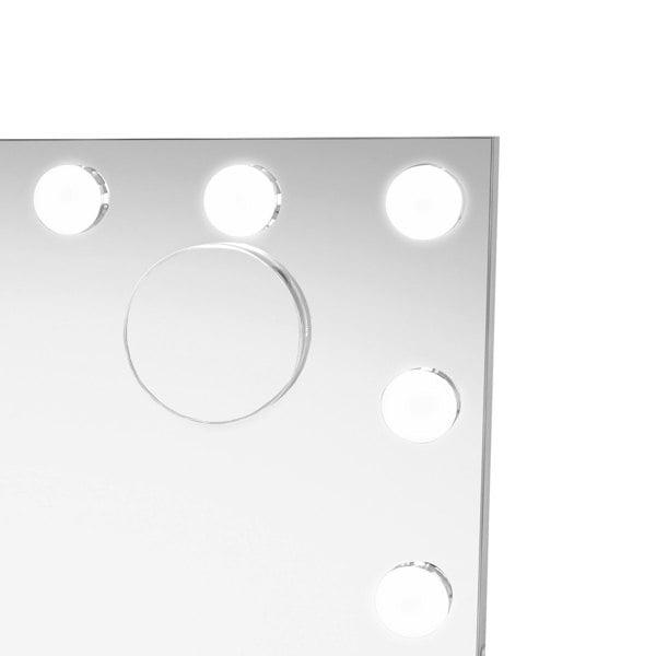 LED Bluetooth mirror measuring 58 x 46cm, featuring a sleek rectangular design with integrated round lights for enhanced illumination