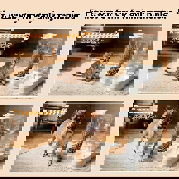 Skylos 2 Packs Automatic Food Feeder Waterer Set 3.2L Plastic Dispenser Dog Cat