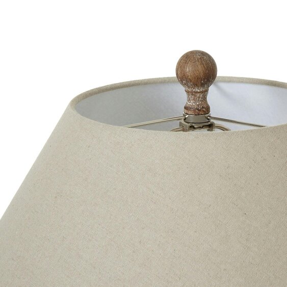 Wyld Haus Montesori Earthy Ribbed Handmade Table Lamp With Cream Linen Shade