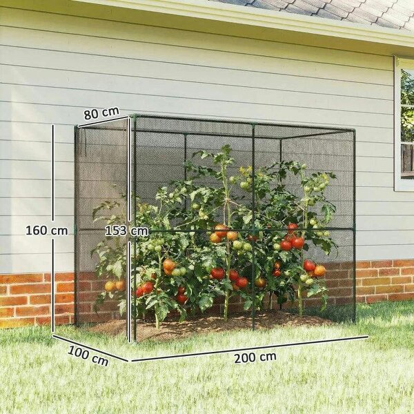 Fruit Cage Bird Netting, Brassica Cage Plant Protection Tent with Zipped Door, Anti Bird, Insects, Small Animals, Black
