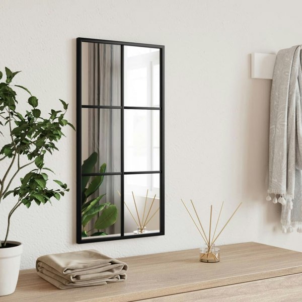 Berkfield Wall Mirror Black 30x60 cm Rectangle Iron