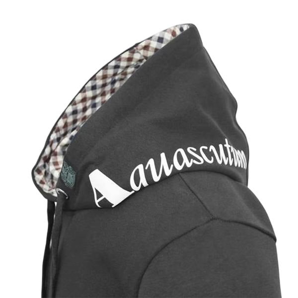 Aquascutum Mens London Embroidered Logo Hooded Sweatshirt - Black - 