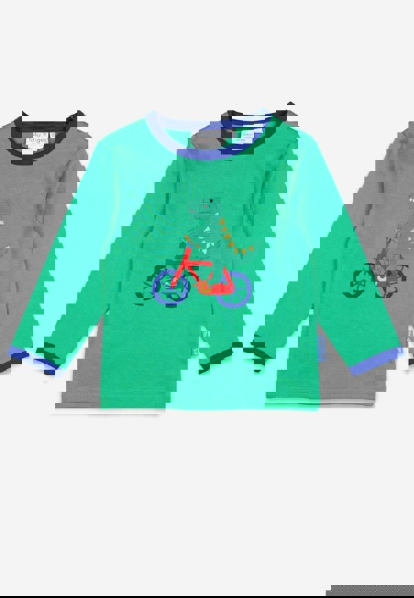 Organic Toys Bicycle Dinosaur Applique Long - Sleeved T-Shirt - Toby Tiger