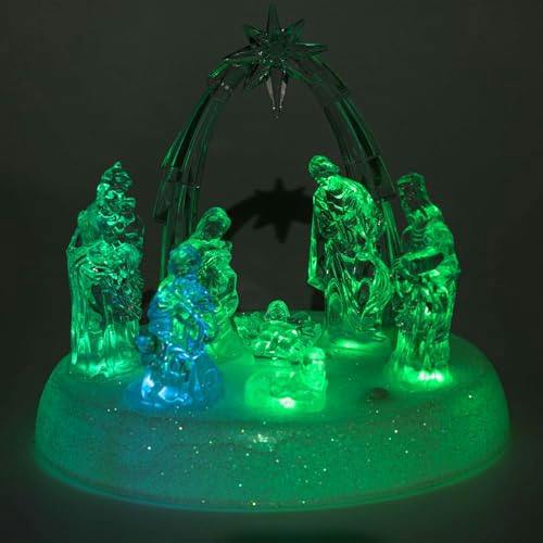 20cm Christmas Pre-Lit LED Musical Nativity Scene Acrylic Sculpture Battery Operated Light Up Xmas Tabletop Home Decorations image 5
