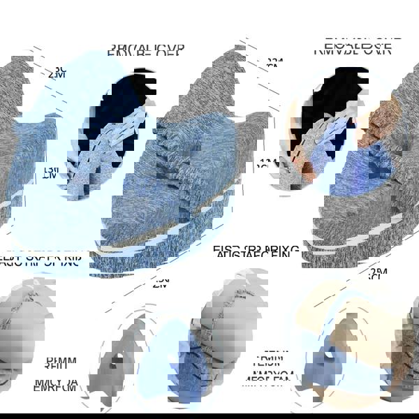 Gr8 Home Memory Foam Leg Knee Support Pillow Blue Side Sleeping Cushion With Strap Cover