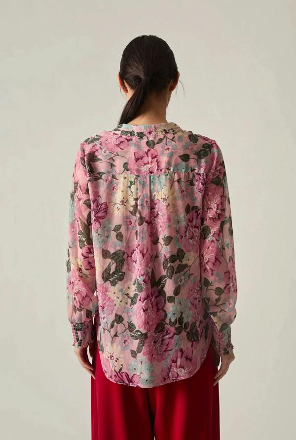 James Lakeland Pink Peony Print Blouse