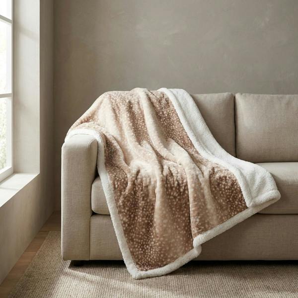Garden Greatness Super Soft Faux Fur Deer Print Throw