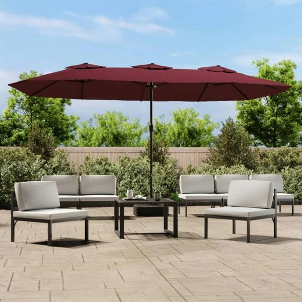 Berkfield Double-Head Parasol Bordeaux Red 449x245 cm