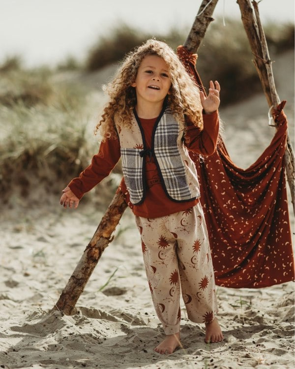 Multicolour Check And Celestial Print Patchwork Gilet - image 1