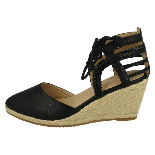 Anne Michelle Ladies Anne Michelle Ankle Lace Up Wedge Sandals
