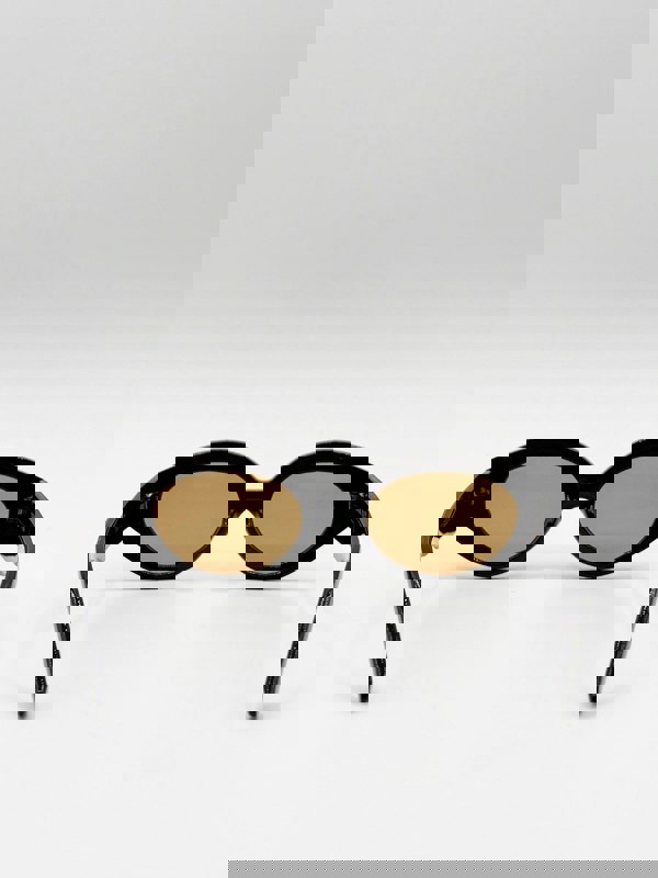 SVNX Retro Small Oval Sunglasses Black Brown