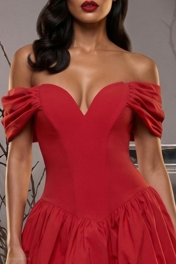 Goddiva Bardot Corset Mini Classic Devil Halloween Costume - Red by Goddiva