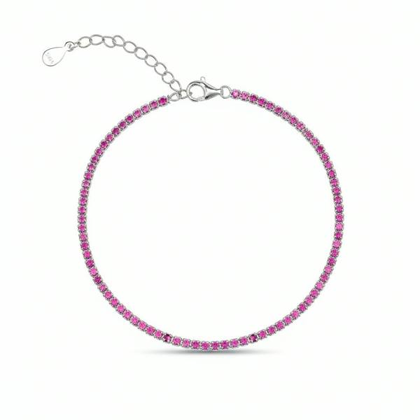 Spero London Fine Sterling Silver CZ Ruby Tennis Bracelet