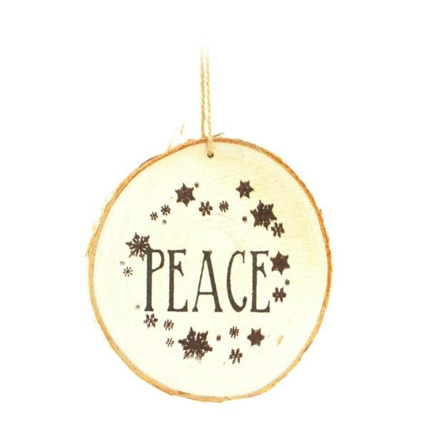 10cm Brown Wooden Hanging Christmas Ornament Set of 3 with Joy, Peace and Love Designs image 3