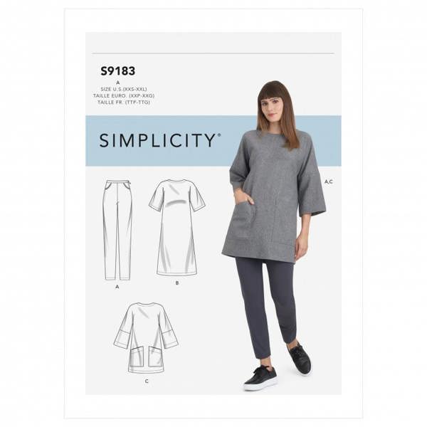 Simplicity Sewing Pattern 9183, Tunics, Dresses, Leggings for Women, A (XXS-XS-S-M-L-XL-XXL) - Intermediate