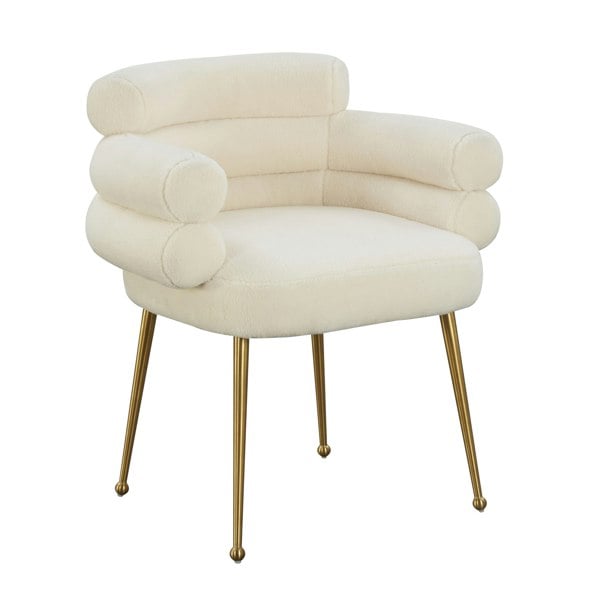 Furniture Edit Dente Cream Faux Sheepskin Dining Chair