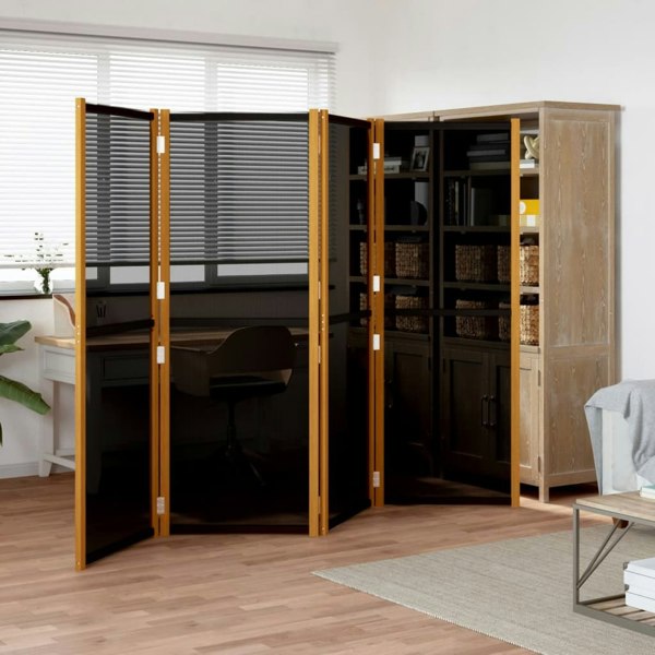 Berkfield 4-Panel Room Divider Black 280x180 cm