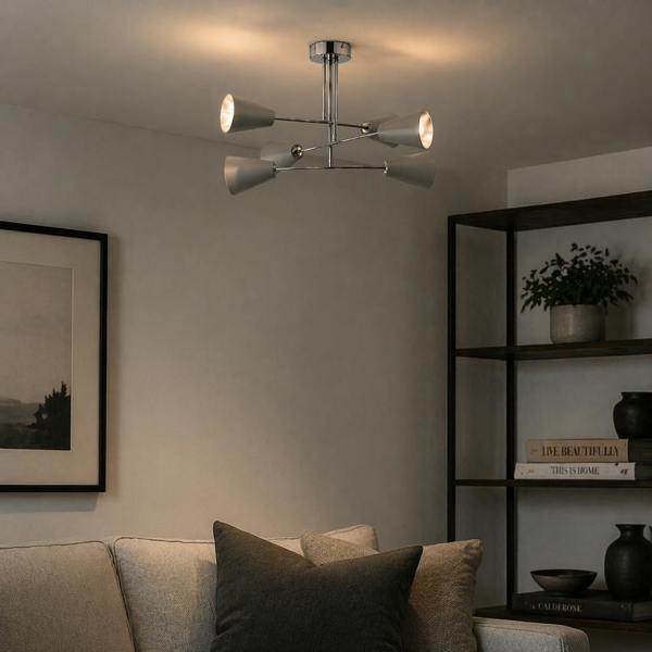 Pagazzi Lighting Oden 6 Light Grey Semi-Flush Ceiling Light