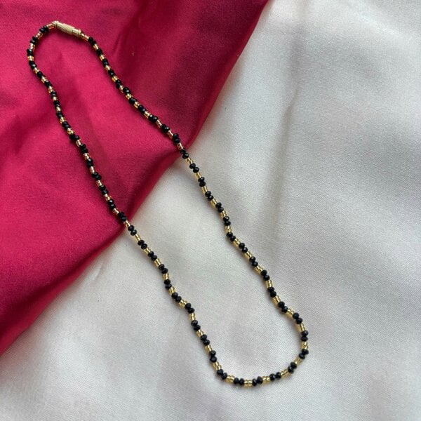 The Colourful Aura Handmade Black Gold Crystal Beaded Indian Asian Nazar Mangalsutra Necklace