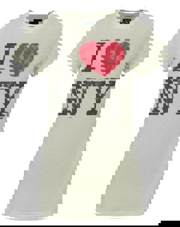 Junk Food Clothing Womens Off-White I Love New York Text Short Sleeved T-Shirt