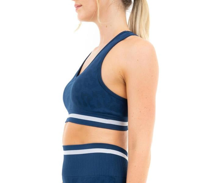 Smart Living Women's Leopard Print Seamless Padded Sports Bra - Navy