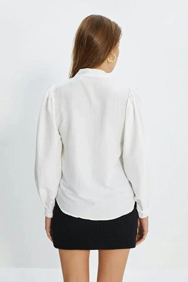 WOVCOR Woven Shirt with Collar Scarf Detail