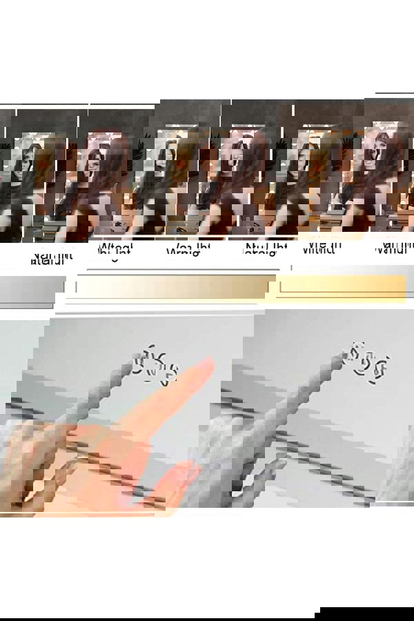 Living and Home Hollywood Lighted Rectangular 3 Lighting Modes Makeup Mirror with Base