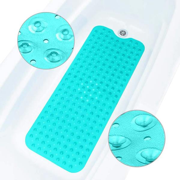 ADOV Bath Mat Non Slip, 100 x 40cm Extra Long Shower Mat with Suction Cups and Drain Holes