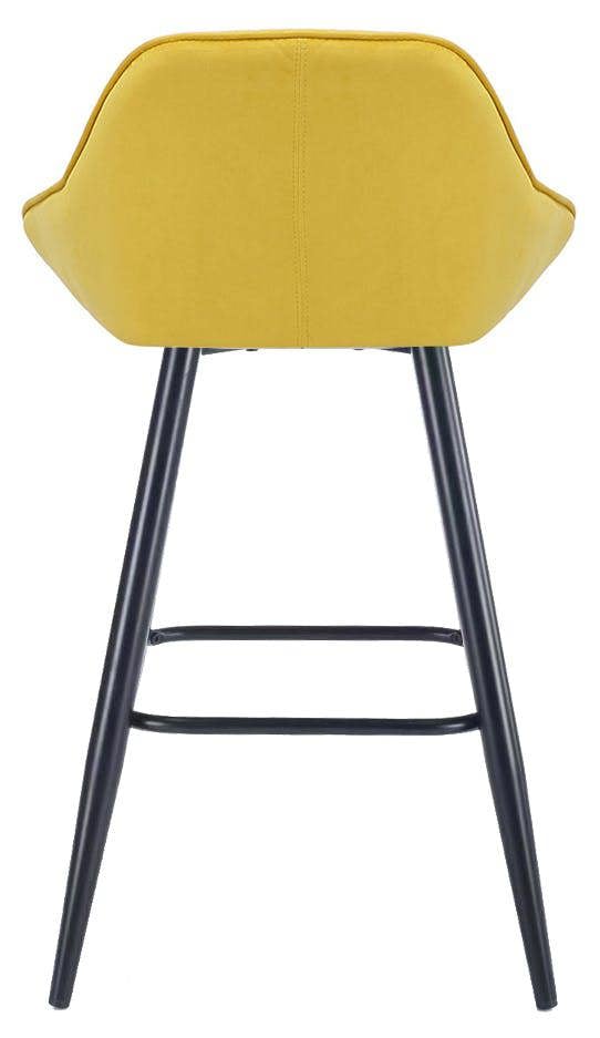 Lamboro Velluto Velvet Mustard Kitchen Bar Stool with Fixed Height