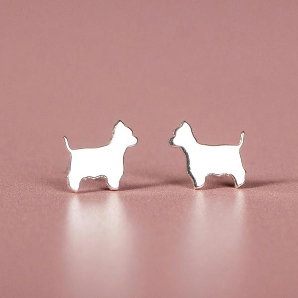 Mylee London Westie Silver Stud Earrings