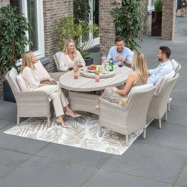 Garden Impressions Jersey 6 Seater Oval Dining Suite with Lazy Susan